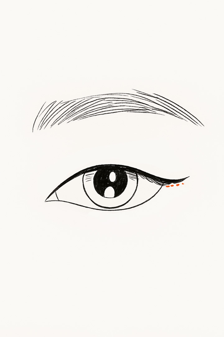 눈꼬리 쪽을 절개합니다.