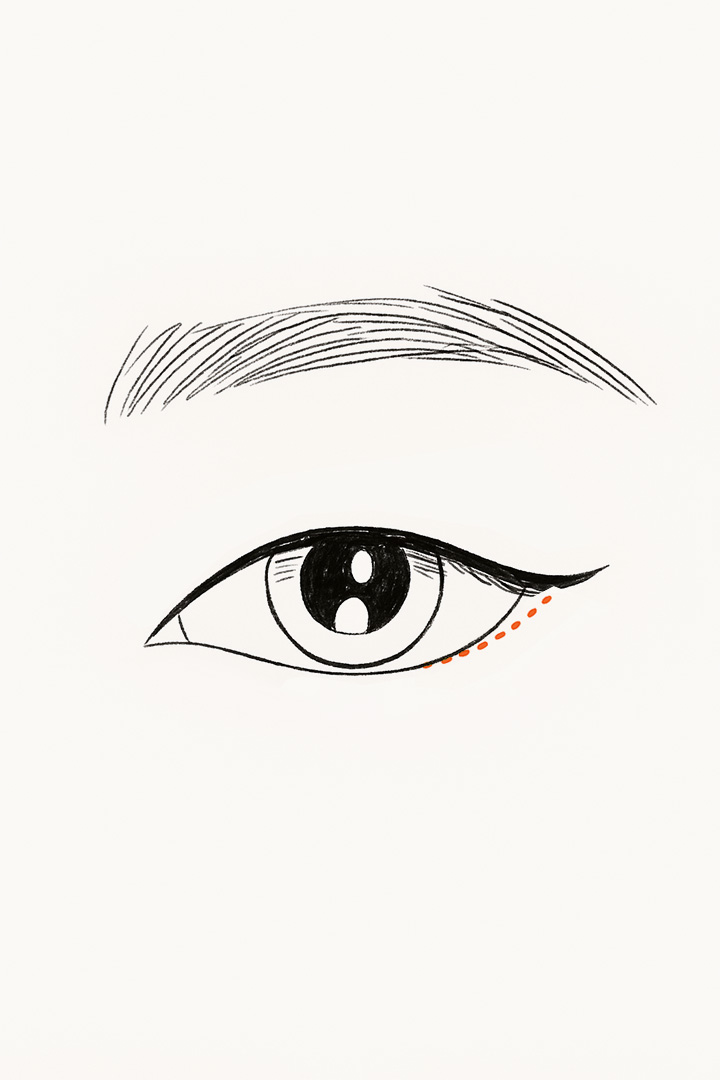 안쪽(결막)으로 절개합니다.